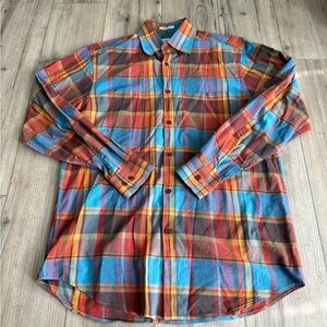 Orvis 100% cotton Men's Multicolor Plaid Button Down Shirt Sz Medium